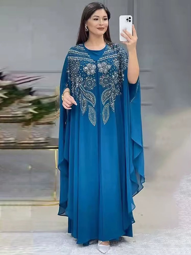 Abayas for Women Dubai Luxury 2022 Chiffon Boubou Muslim Modest Dress Caftan Marocain Wedding Party Occasions Djellaba Femme