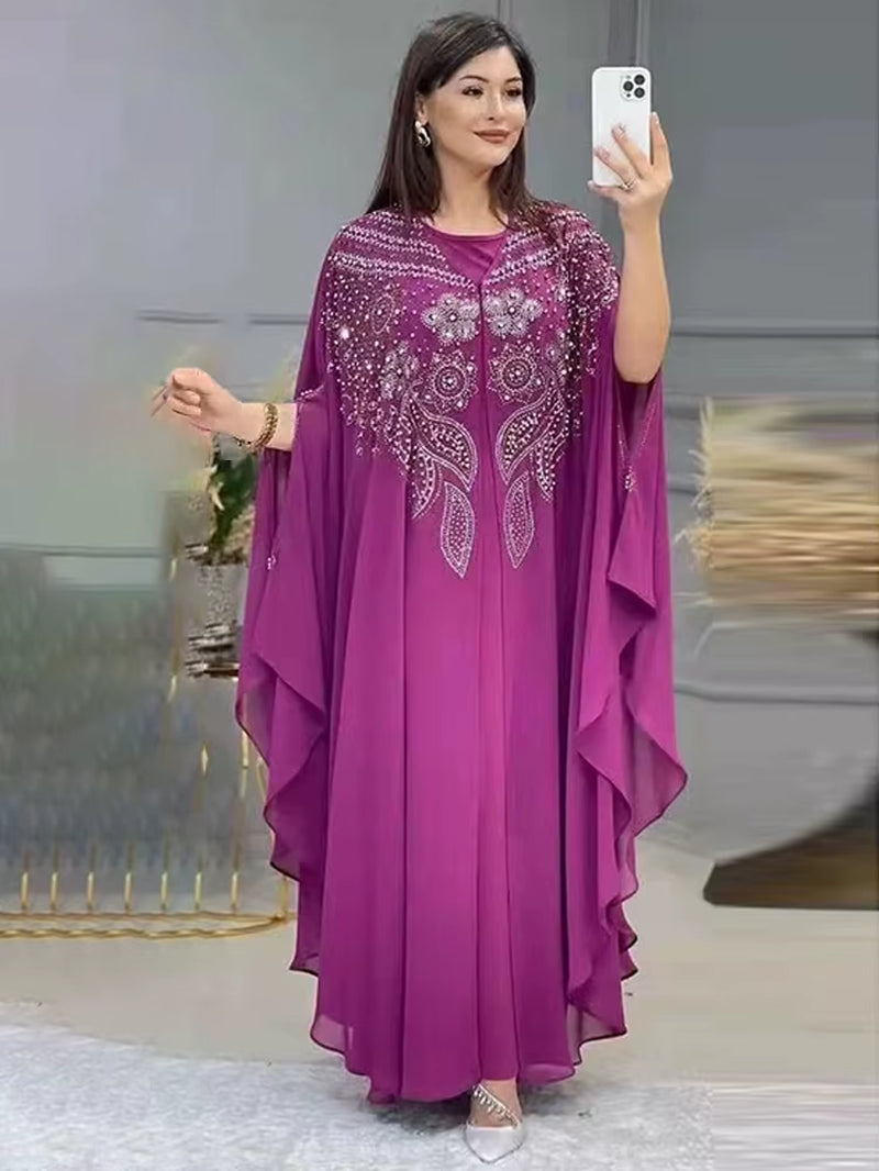 Abayas for Women Dubai Luxury 2022 Chiffon Boubou Muslim Modest Dress Caftan Marocain Wedding Party Occasions Djellaba Femme