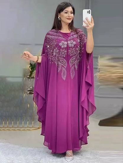 Abayas for Women Dubai Luxury 2022 Chiffon Boubou Muslim Modest Dress Caftan Marocain Wedding Party Occasions Djellaba Femme