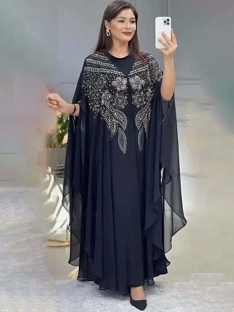 Abayas for Women Dubai Luxury 2022 Chiffon Boubou Muslim Modest Dress Caftan Marocain Wedding Party Occasions Djellaba Femme