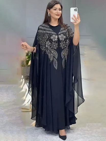 Abayas for Women Dubai Luxury 2022 Chiffon Boubou Muslim Modest Dress Caftan Marocain Wedding Party Occasions Djellaba Femme